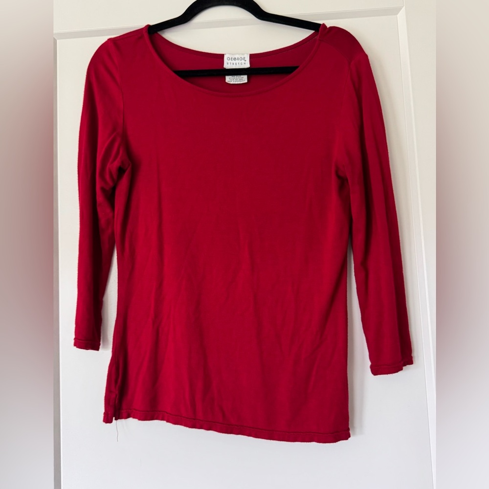 George Stretch Women's Long Sleeve Red Tee Size XS